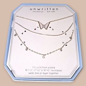Unwritten Gold Butterfly Necklace Trio